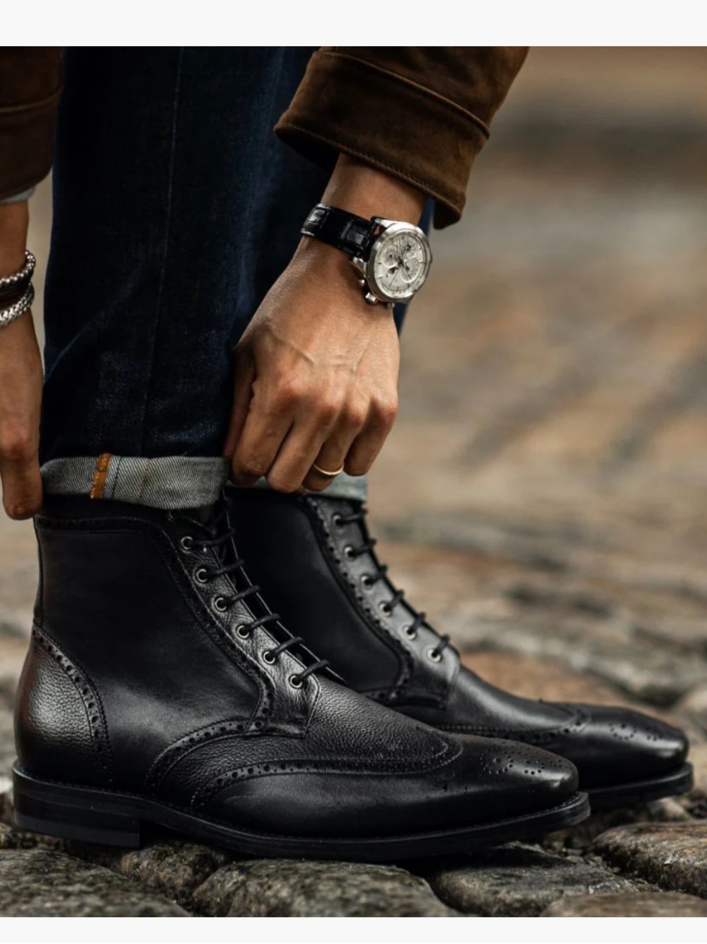 Thursday Boot Co. Black Leather Lace Up Wingtip Boots 10